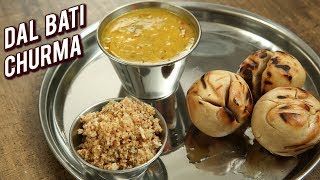 Rajasthani Dal Bati Recipe  How To Make Dal Baati Churma  Main Course Recipe  Varun [upl. by Mulford]