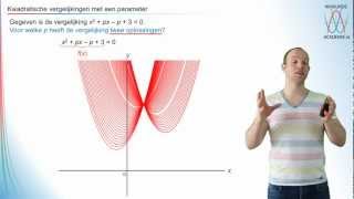 Kwadratische vergelijkingen met een parameter vwo 3  WiskundeAcademie [upl. by Aynotan775]