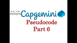 Capgemini Pseudocode  part 6  Placements video in Hindi Capgemini material  off campus Drive [upl. by Amelus521]