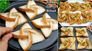 Flower Cheese Garlic Bread  New Snacks Recipes  Garlic Bread Recipe  Bread Snacks  New Recipe [upl. by Karolina]