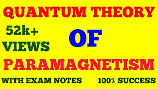 QUANTUM THEORY OF PARAMAGNETISM  SOLID STATE PHYSICS  WITH EXAM NOTES [upl. by Skilken]