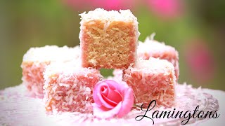 Lamingtons 🌺 Strawberry  Australian Dessert Cake Recipe  How to Make Pink Lamingtons [upl. by Jegger444]