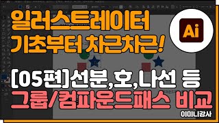 일러스트레이터 기초 05편 선분호나선사각형 극좌표 격자도구 그리고 그룹과 컴파운드패스 비교 必 [upl. by Naujat]