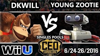 CEO 2016 Smash 4  Young Zootie Rob Vs iQHQ  Dkwill Donkey Kong SSB4 Tournament  Smash Wii U [upl. by Esimehc852]