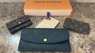 Louis Vuitton Emilie Wallet Black Empreinte What Fits [upl. by Natiha]