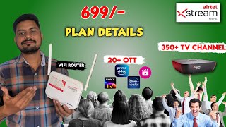 Airtel xstream Fiber 699 Plan Details In 2024  Settop Box  Airtel Xstream Fiber Installation [upl. by Jenesia]