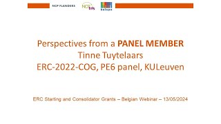 May 2024 – Tinne Tuytelaars ERC Starting grants Panel member 2022 call [upl. by Avek]