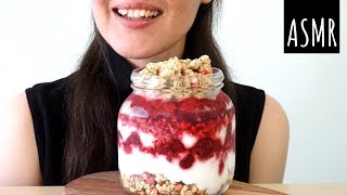 ASMR Eating Sounds Raspberry Breakfast Parfait No Talking [upl. by Ezitram515]