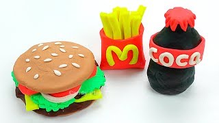 Play Doh McDonalds Hamburger Fries CocaCola Restaurant Playset  Learn Colors Play Doh McDonalds [upl. by Astrix]