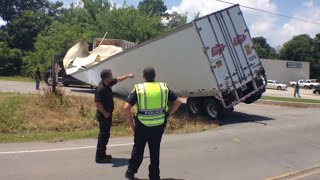 Semi Truck Breaks In Half RAW FOOTAGE [upl. by Enairda]