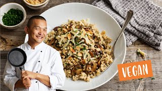 Risotto aus Graupen mit Pilzen Rezept  Vegan [upl. by Alexio]