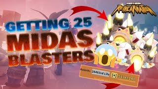 Roblox Miners Haven GETTING 25 MIDAS BLASTERS BEST SUPERSTITIOUS [upl. by Eidorb]