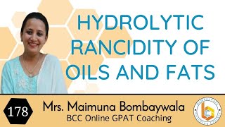 lipids 9  hydrolytic rancidity of oils and fats chemical properties 5  rancidity of oil [upl. by Dnomaj208]