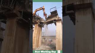 Best working day 1755 The process of demolishing a bridge with an excavator [upl. by Asirac]