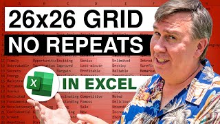 Excel  26x26 Letter Grid amp No RepeatsBoth Ways Episode 1700 [upl. by Otreblasiul]