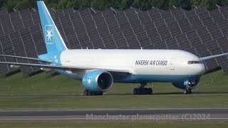 4K Maersk Air Cargo Boeing 777F OYMAC On Flights DJ2139DJ2140 At Birmingham Airport On 090824 [upl. by Bindman199]