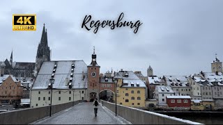 Regensburg Germany  Beautiful Morning Snow Walk  4K 60fps [upl. by Adnarb]