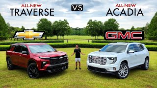 LARGE amp IN CHARGE  2024 Chevy Traverse RS vs 2024 GMC Acadia Denali Comparison [upl. by Hgiellek]