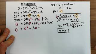Berechnungen am Zylinder  Aus der Oberfläche und der Höhe den Radius berechnen  Lösungsformel [upl. by Wera699]