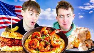 Two Brits try Shrimp and Grits for the first time [upl. by Acir]