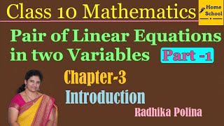 Pair of Linear Equations in Two Variables  Exercise 31 Part 1  Class 10 Maths Chapter 3 [upl. by Fifi278]