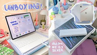 iPad Pro M2 129” Unboxing 🩶 Magic Keyboard amp 2nd Gen Pencil 🖇️ Accesories Cute Case  Bag [upl. by Gassman]