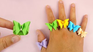 Como hacer anillos de papel en forma de mariposa  Anillos de origami [upl. by Ruffo]