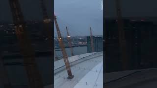 Moment film explosion near the O2 sparks panic as huge fire seen [upl. by Luana]