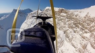 GoPro Erik Roners 800foot Cliff Snowmobile BASE Jump [upl. by Hanna]