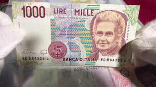 banknote 1000 lire 1990 Italy [upl. by Kristopher]