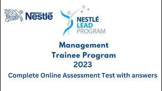 Nestle Lead Management Trainee Program Assessment Test 2023 Complete Placement Test for Engineers [upl. by Saxen]