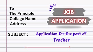 Application For Teacher Job At Collage Level II Job Application For Teacher [upl. by Maupin]