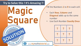 Magic Square  How to Solve Magic Square 3x3 with help of Maths [upl. by Hsenid70]