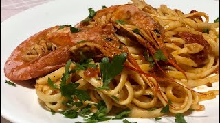 Makarona linguine me karkaleca deti  Linguine with shrimps [upl. by Trevar]