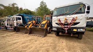 TATA 3530 Tipper bs6 first time work Loading Mud new jcb 3dx TATA 2518 Tipper [upl. by Teirrah]