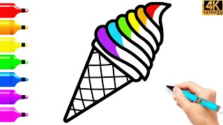 アイスクリームの絵 🍦 アイスクリームの簡単な描き方 😍 絵 🌈 簡単な絵 [upl. by Oswal]