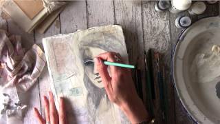 Plastered Art Journal Cover and Mixed Media Painting Tutorial [upl. by Romeon504]