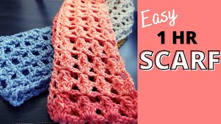 Crochet Scarf for Beginners Take 9  Easy Pattern to Crochet Scarf in 1 Hour [upl. by Sucramej406]