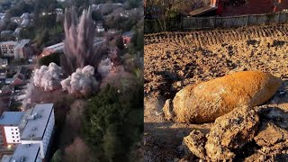 Massive Explosion From 80YearOld WWII Bomb Shown by Drone [upl. by Eycats]