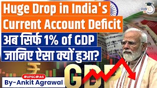 Why India’s Current Account Deficit has Dipped to 1 of GDP  UPSC GS3 [upl. by Anerb]