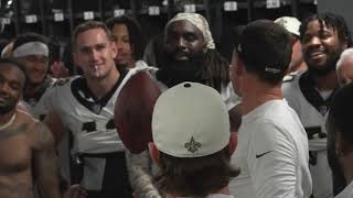 Dennis Allen amp Demario Davis in the Locker Room Postgame  2022 NFL Week 1 [upl. by Lledroc984]