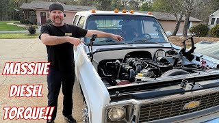 I SPENT 6000 TO MOD MY CUMMINSSWAPPED SQUAREBODY CHEVY AND NOW IT MAKES 1350 FTLBS OF TORQUE [upl. by Wehttan]