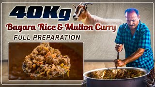 BAGARA RICE 40 KG  40kg MUTTON CURRY  Preparation in telugu  Food on farm [upl. by Bokaj710]