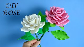 MAKING REALISTIC ROSES with FOAM PAPER  How to Make a Rose [upl. by Pirali]