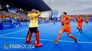 Netherlands mens field hockey HANGS ON through shootout vs Germany for gold  Paris Olympics [upl. by Wun366]