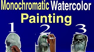 Monochromatic Watercolor Painting  Monochromatic Watercolor Portrait  gregorydegroat [upl. by Jann]