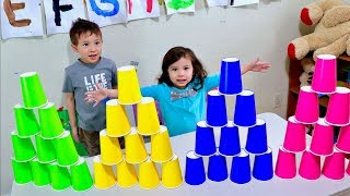 Learn Colors by Stacking Colored Cups for Children and Toddlers [upl. by Enirac163]