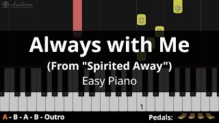 Always with Me From quotSpirited Awayquot  Easy piano tutorial for beginners [upl. by Casper]