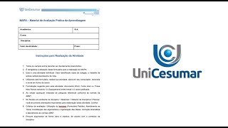 Os itens 1 e 2 desta atividade serão realizados no Encontro Prático Presencial da disciplina [upl. by Elisabeth810]