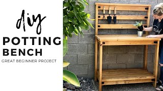 DIY Potting Bench  Awesome Beginner Project [upl. by Ahsimin]